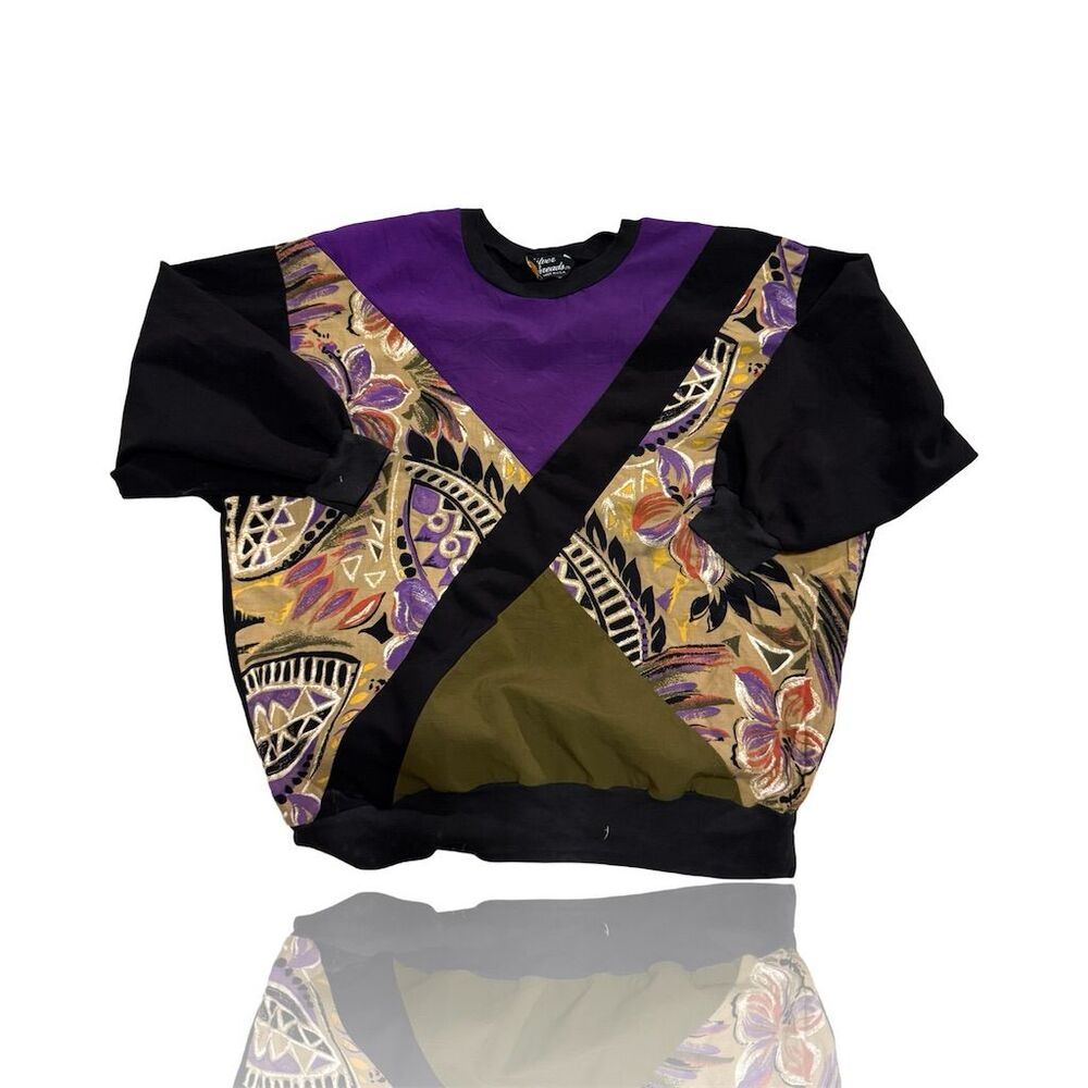 Vintage 90s Multicolor Geometric Crew Neck Sweatshirt Unisex One XL